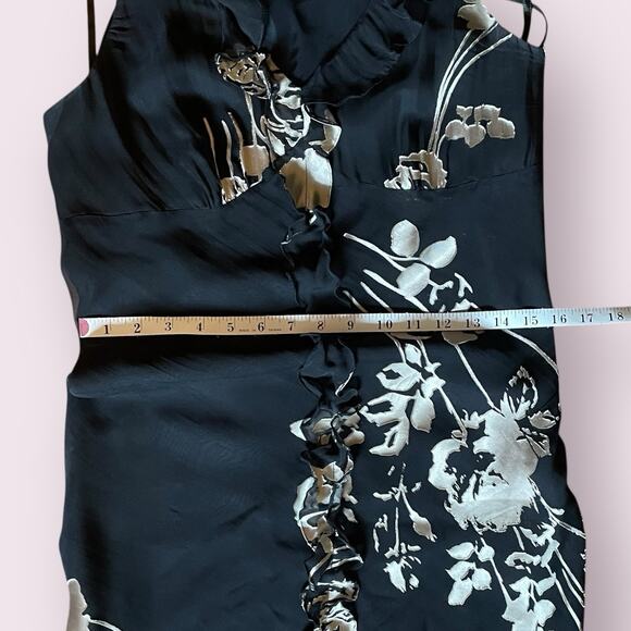 Sue Wong Womens Silk BurnedOut Midi Slip Black Tan dress 90s Y2K Vintage 12 L 10 - Picture 13 of 15